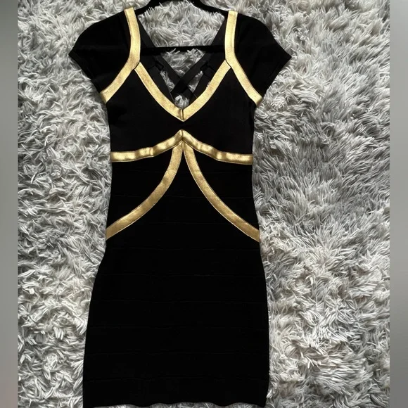 bebe | Dresses | Black And Gold Dress Never Worn Size M But Fits Like A  Small Bebe | Poshmark